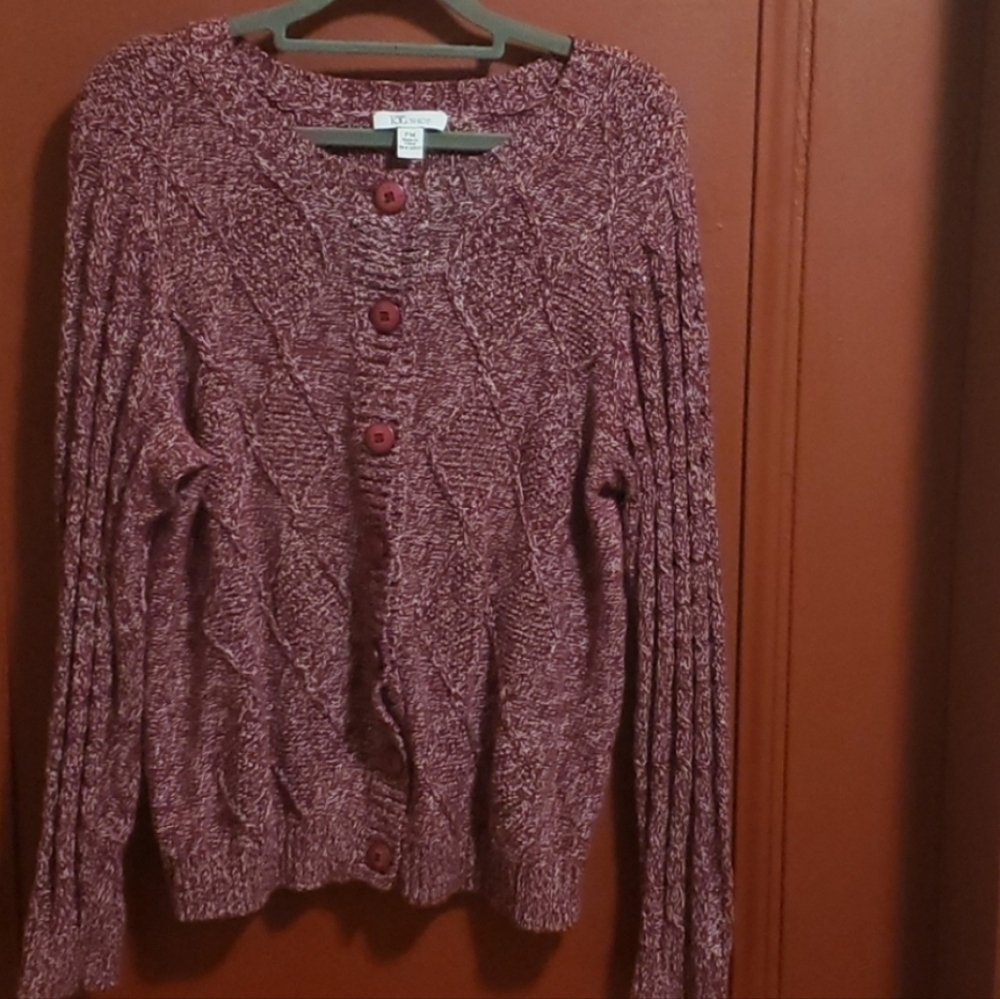 The Tog Shop Women's Burgundy and White Sweater SZ PM